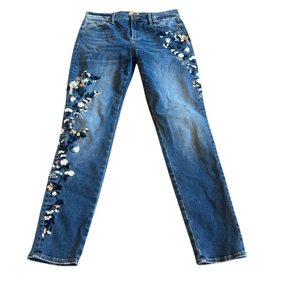 Driftwood Jackie Denim Skinny Jeans Pants Embroidered Bird Floral Size 30 Womens - Picture 1 of 13